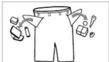 Diagram illustrating a garment pattern with labeled parts and directional arrows indicating movement or selection.