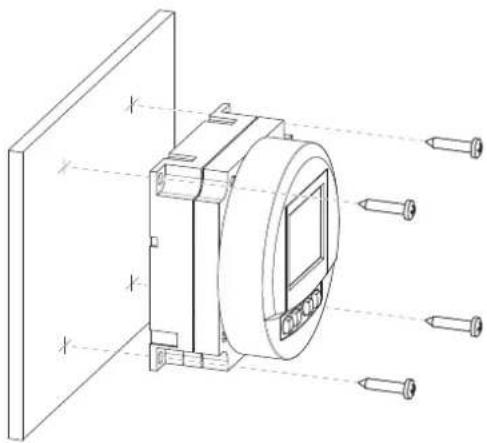 Technical diagram of a mechanical device with labeled components and assembly lines