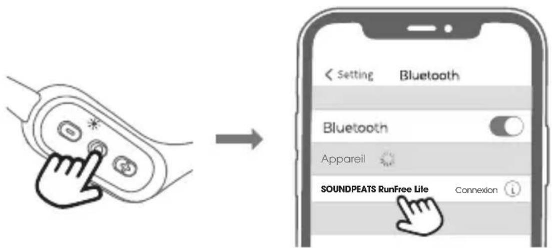 < Setting Bluetooth Bluetooth Appareil SOUNDPEATS RunFree Lite Connexion