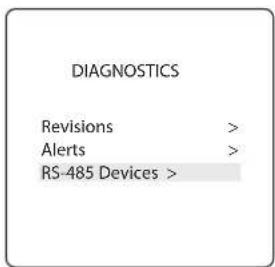 POLARIS PAC PAGAUT - INSTALL SETTINGS>DIAGNOSTICS>RS-485 DEVICES - 1