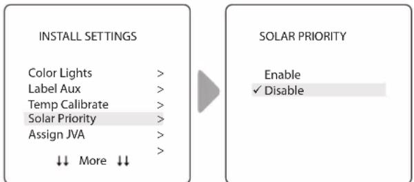 POLARIS PAC PAGAUT - PARAMÈTRES D'INSTALLATION > PRIORITÉ SOLAIRE - 1
