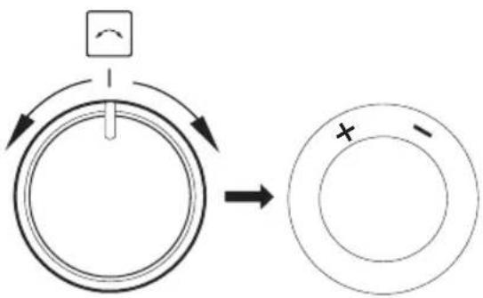 AMICA EBPX 946 640 S - Adjust settings knob +/ - 1