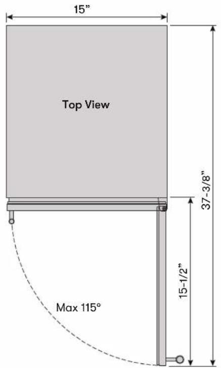 15" Top View 37-3/8" Max 115° 15-1/2"