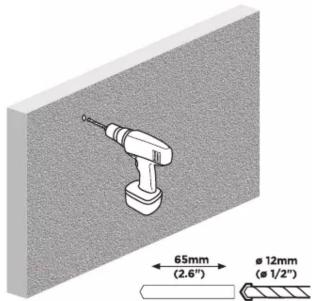 65mm (2.6") Ø 12mm (Ø 1/2")