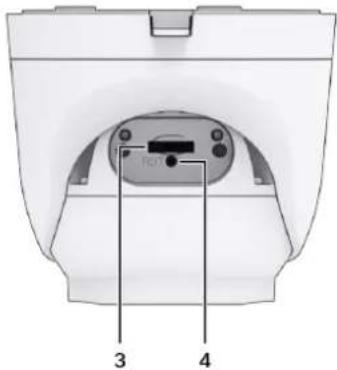 Diagram of a medical device with labeled parts 3 and 4, showing internal components and a central display.
