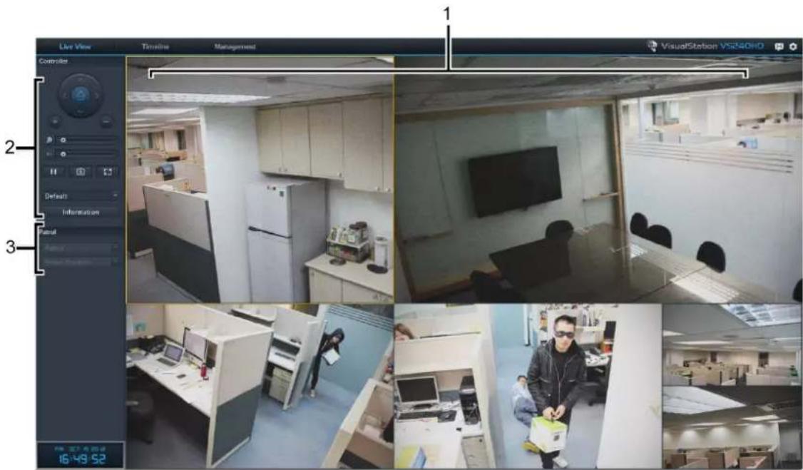 Live View Timeline Management VisualSistan VS240HO 1 2 3 16:49:52