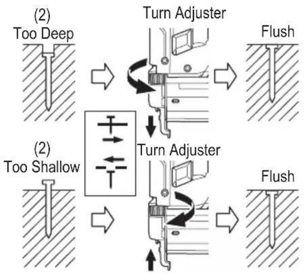 HiKOKI NT1850DG - ADJUSTING THE NAILING DEPTH - 2