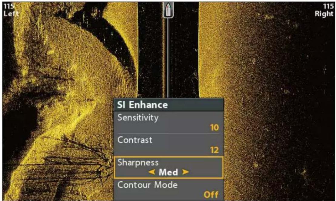115 Left SI Enhance Sensitivity 10 Contrast 12 Sharpness Med > Contour Mode Off