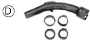 Close-up of a black plastic hose with four circular bolts, no text or symbols visible