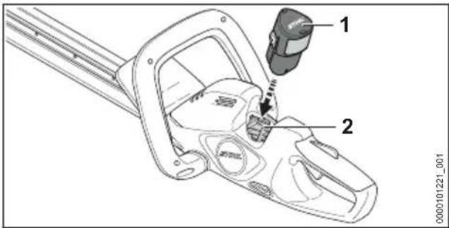 STIHL HSA 40.0 - Inserting the Battery - 1