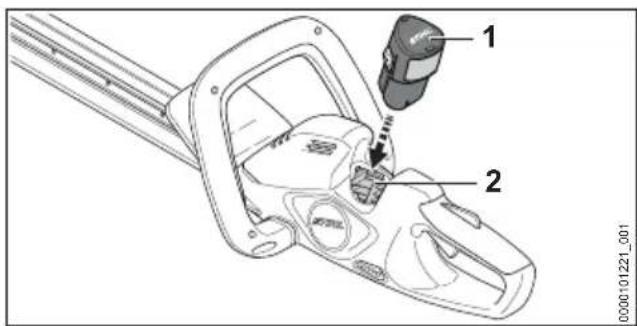 STIHL HSA 40.0 - Inserimento della batteria - 1
