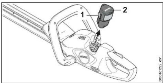 STIHL HSA 40.0 - Accu verwijderen - 1