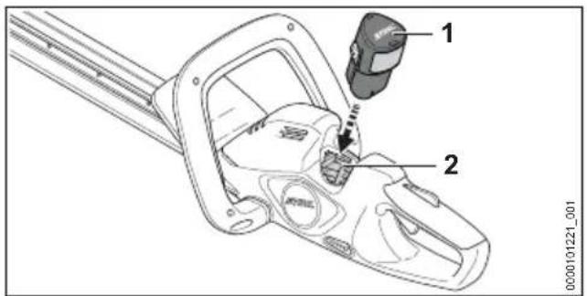 STIHL HSA 40.0 - Akku einsetzen - 1
