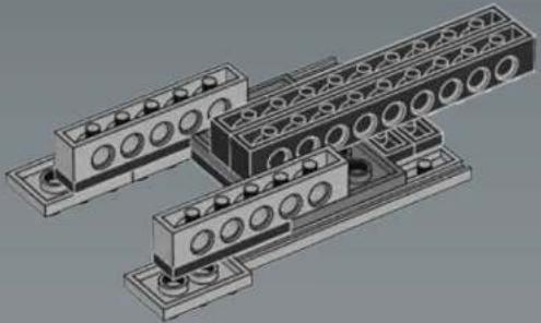 3D technical illustration of a mechanical assembly with multiple cylindrical components and mounting brackets (no text or symbols)