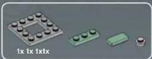 Illustration of four electronic components: a square block, two green blocks with circular tops, and a small metallic component (no text or symbols)