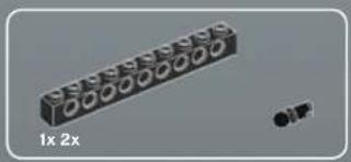 3D rendering of a rectangular electronic component with circular holes, labeled '1x 2x' (no other text or symbols)