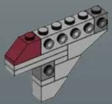 3D mechanical assembly diagram showing a red and gray component with multiple circular holes (no text or symbols)