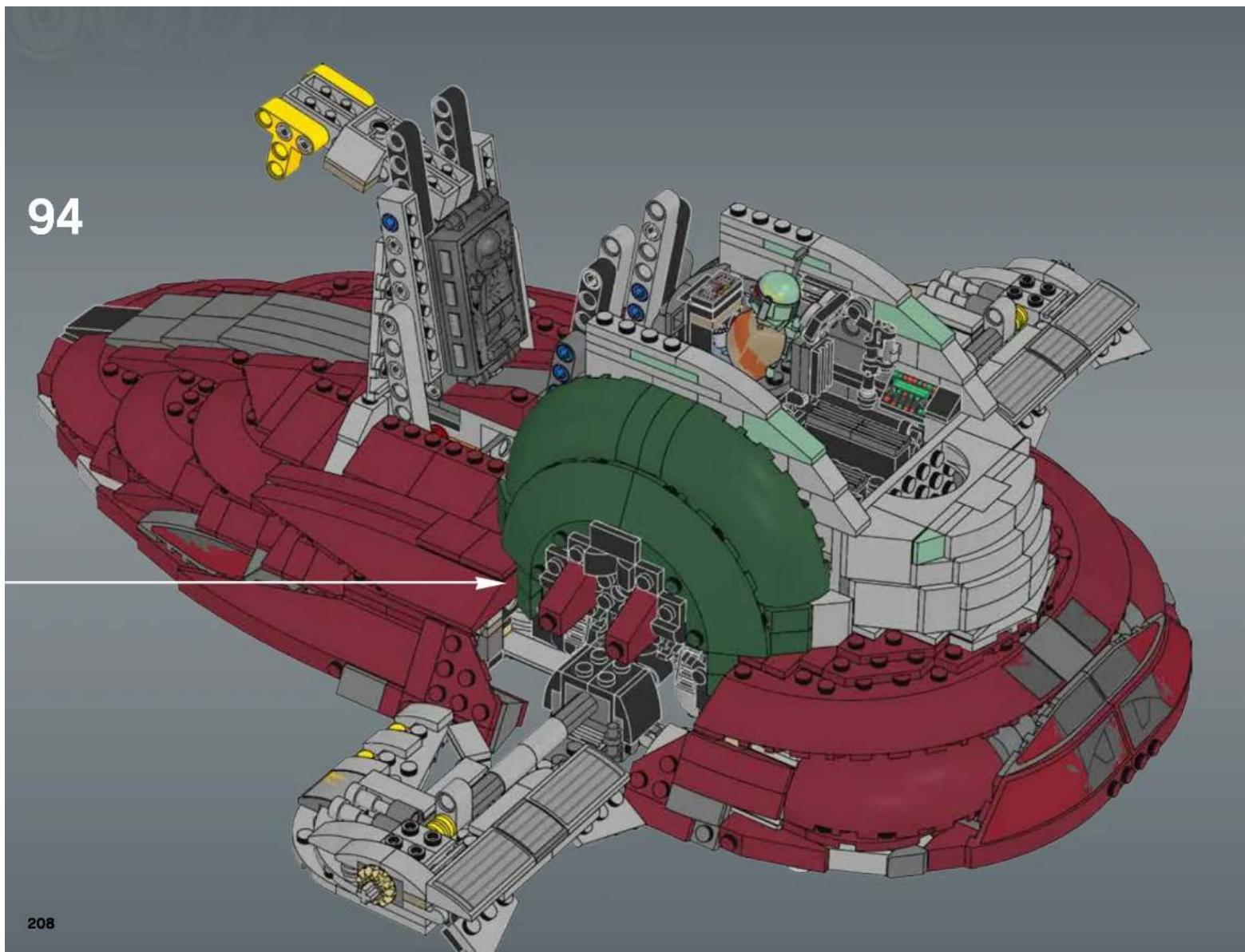 3D cutaway diagram of a futuristic spacecraft with red and green structural components (no text or symbols)