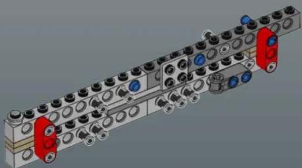 3D mechanical assembly diagram showing interconnected components with no visible text or symbols