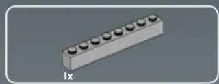3D rendering of a rectangular block with eight rounded pins, labeled '1x' at the base (no other text or symbols)