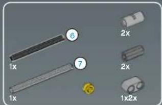 Diagram showing three stages of a mechanical component with red arrows indicating motion or assembly, labeled 1 to 7.