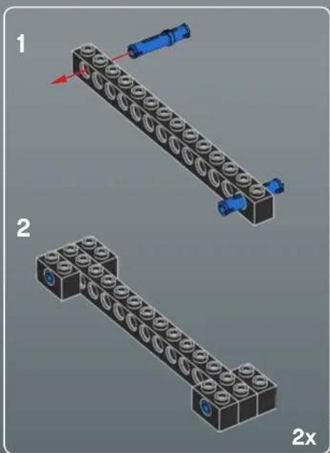 Three 3D diagrams of a mechanical assembly with labeled parts, showing progressive assembly from top to bottom (no text or symbols present)