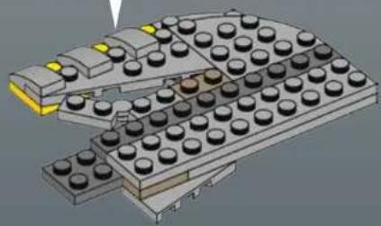 3D diagram of a mechanical assembly with stacked blocks and a highlighted section (no text or symbols)