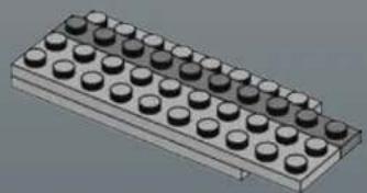 3D rendering of a rectangular electronic component with multiple circular holes (no text or symbols visible)