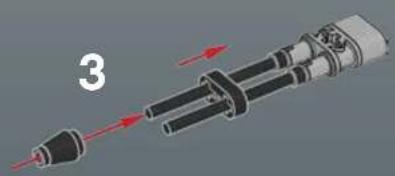 Mechanical component diagram showing a shaft with red directional arrows indicating motion (no text or symbols)