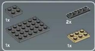 Three LEGO-shaped blocks with varying dot patterns, labeled 1x and 2x (no text or symbols on the blocks themselves)