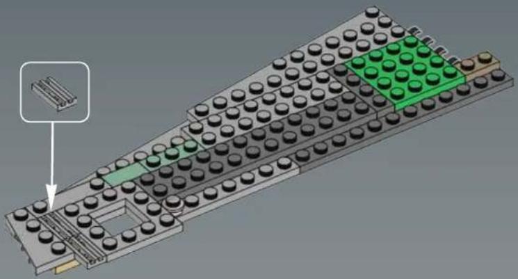 3D diagram of a multi-layered robotic control panel with green and black components, showing no text or symbols.
