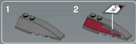 Two 3D model parts labeled 1 and 2, showing different surface designs (no text or symbols present)