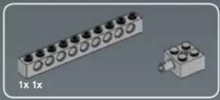 Two electronic component terminals: a row of circular connectors and a small bracket with cylindrical pins (no text or symbols visible)