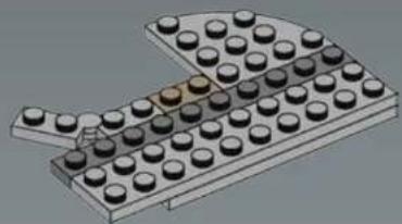 3D rendering of a mechanical component with multiple cylindrical pins arranged in a curved shape (no text or symbols visible)