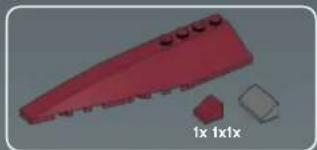 3D rendered red object with three pins and two small geometric shapes labeled '1x 1x1x' (no text or symbols on the object itself)