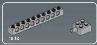Two electronic component terminals: a row of circular connectors and a small bracket with four pins (no text or symbols visible)