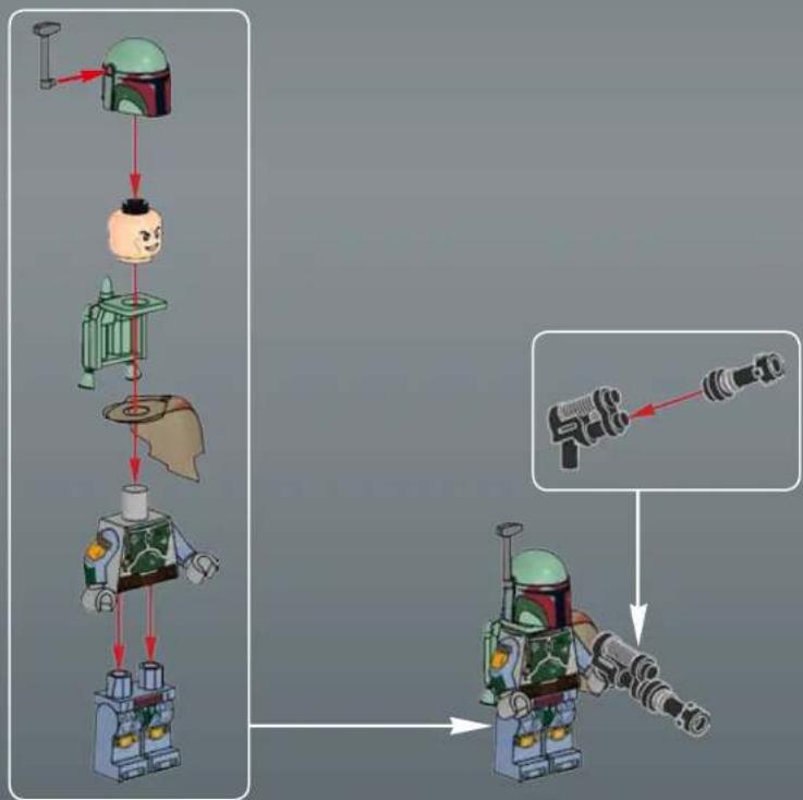 graph TD A["Top Robot"] --> B["Left Arm"] B --> C["Left Head"] C --> D["Left Board"] D --> E["Right Arm"] E --> F["Left Base"] F --> G["Right Arm"] G --> H["Final Right Arm"] style A fill:#f9f,stroke:#333 style H fill:#bbf,stroke:#333