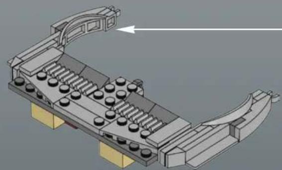3D mechanical assembly diagram showing conveyor system with rollers and clamps (no text or symbols)