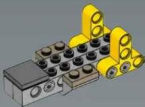 3D rendering of a mechanical assembly with yellow components and black bolts (no text or symbols)