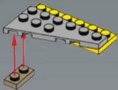 Diagram of a mechanical assembly with numbered components and red directional arrows indicating motion (no text or symbols)