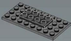 3D rendering of a LEGO base with multiple circular indentations (no text or symbols)
