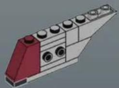 3D rendering of a mechanical component with red and white sections and multiple circular features (no text or symbols)