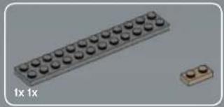 Two LEGO-style rectangular blocks with rounded tops, one larger and one smaller, both labeled '1x 1x' (no other text or symbols)