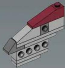 3D mechanical assembly diagram showing a red and white component with multiple circular holes (no text or symbols)