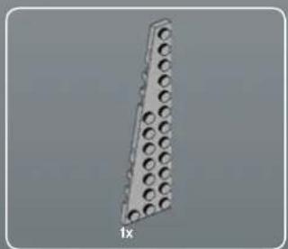 3D rendering of a triangular metal plate with circular holes, labeled '1x' at the base (no other text or symbols)