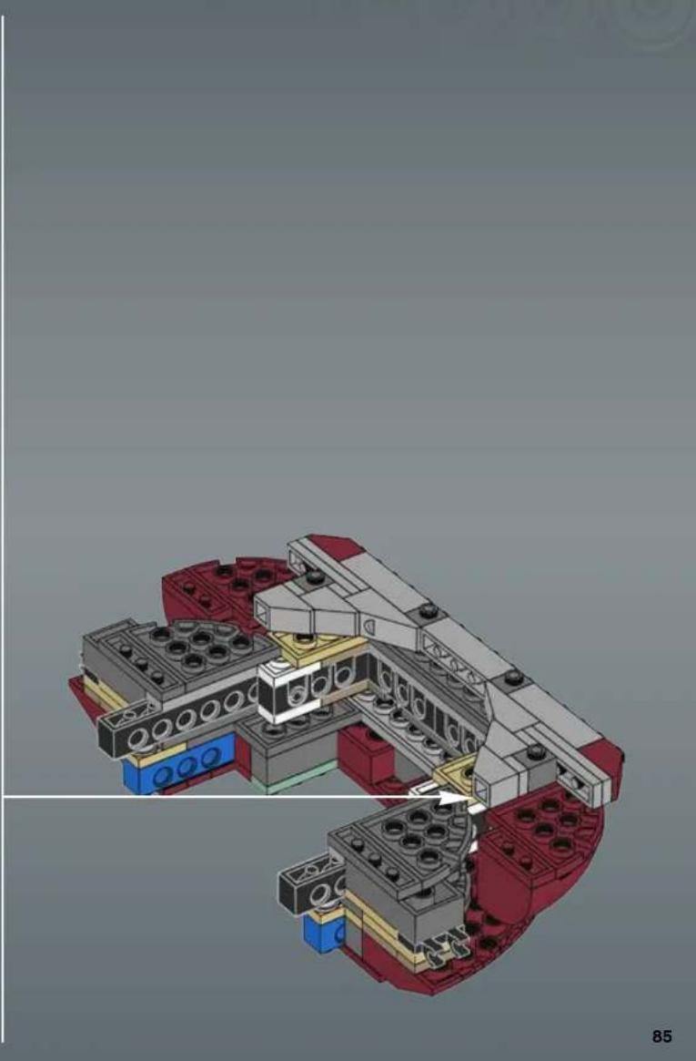 3D architectural model of a mechanical assembly with red and gray components, no visible text or symbols