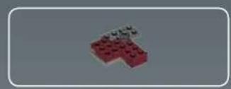 Red LEGO geometric shape resembling an L-shaped block with no text or symbols