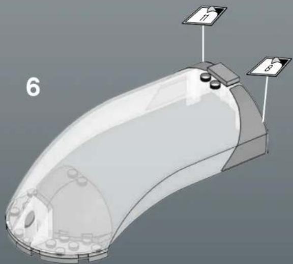3D CAD model of a curved mechanical component with labeled parts (1, 8, 11), no readable text or symbols beyond labels