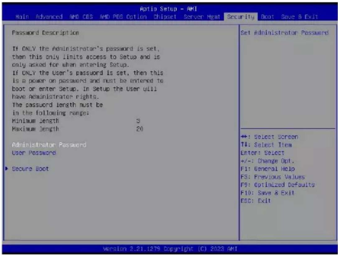 GIGABYTE G293-Z21 - 5-7 Security Menu - 1