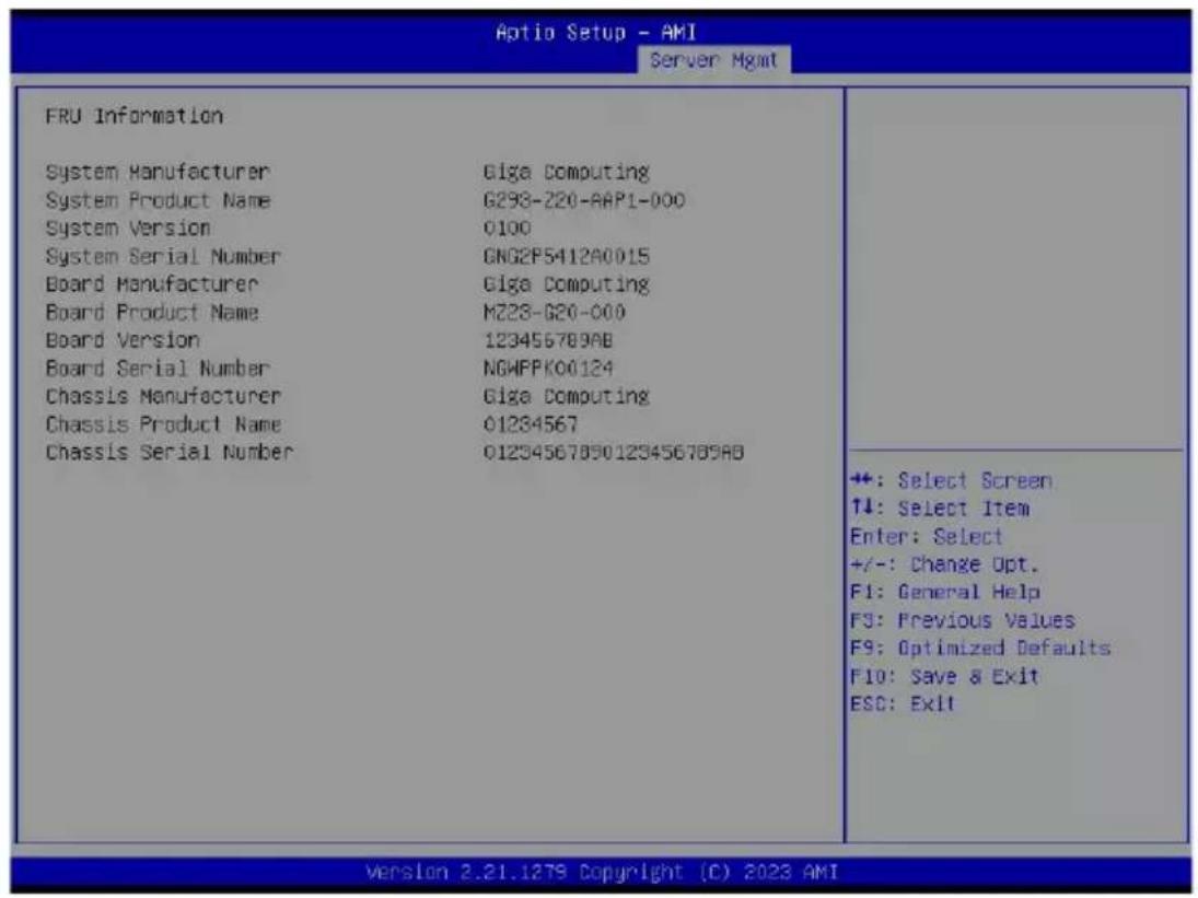 GIGABYTE G293-Z21 - 5-6-2 View FRU Information - 1